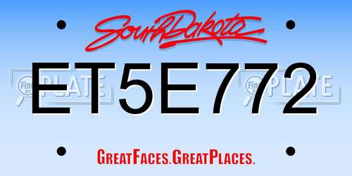 ET5E772 South Dakota License Plate