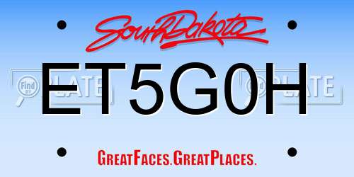 ET5G0H South Dakota License Plate