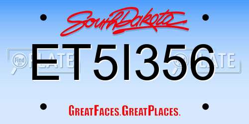 ET5I356 South Dakota License Plate