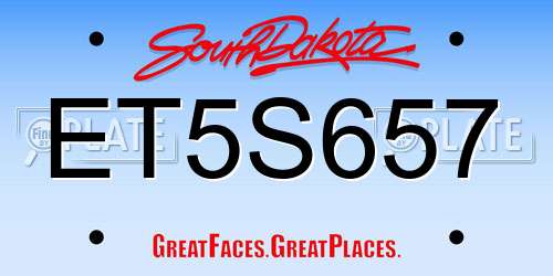ET5S657 South Dakota License Plate