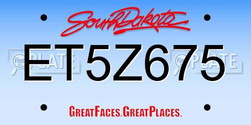 ET5Z675 South Dakota License Plate