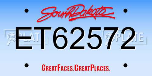ET62572 South Dakota License Plate