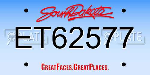 ET62577 South Dakota License Plate