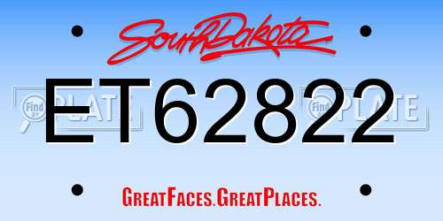 ET62822 South Dakota License Plate