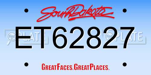 ET62827 South Dakota License Plate