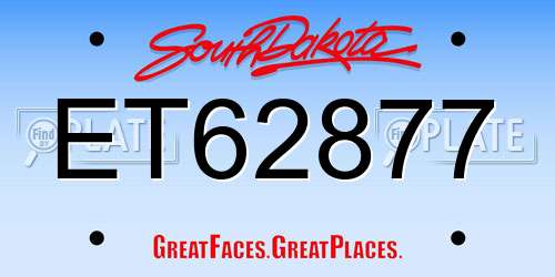 ET62877 South Dakota License Plate