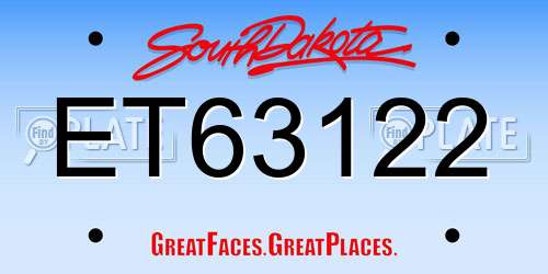 ET63122 South Dakota License Plate