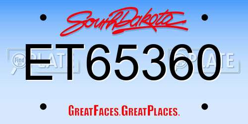 ET65360 South Dakota License Plate