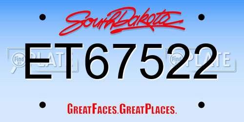 ET67522 South Dakota License Plate