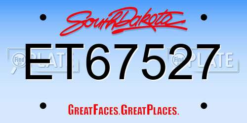 ET67527 South Dakota License Plate