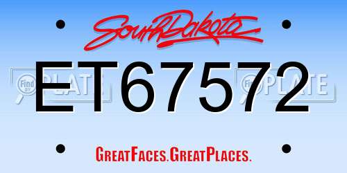 ET67572 South Dakota License Plate