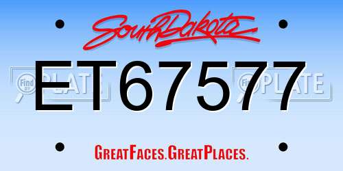ET67577 South Dakota License Plate