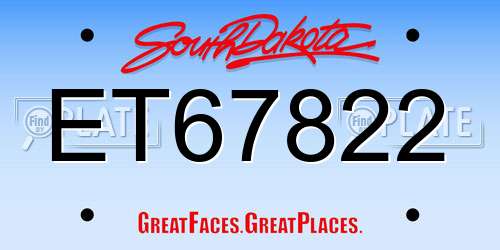 ET67822 South Dakota License Plate
