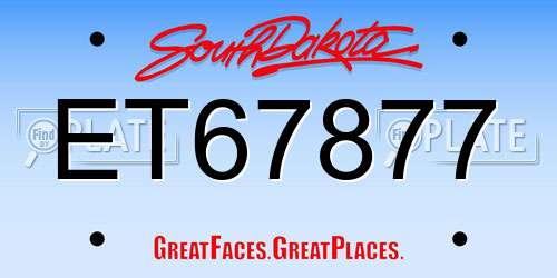 ET67877 South Dakota License Plate