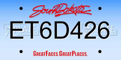 ET6D426 South Dakota License Plate
