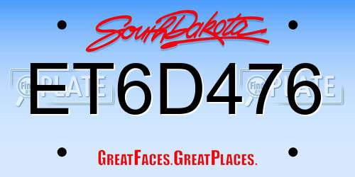 ET6D476 South Dakota License Plate