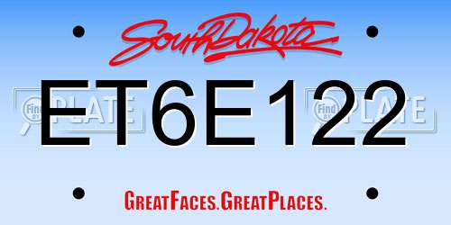 ET6E122 South Dakota License Plate