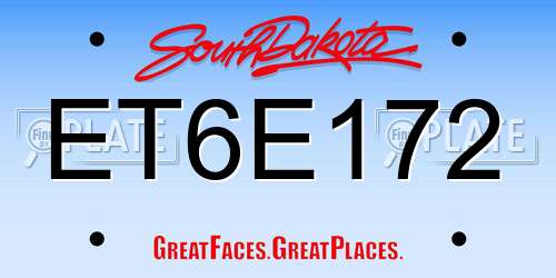 ET6E172 South Dakota License Plate
