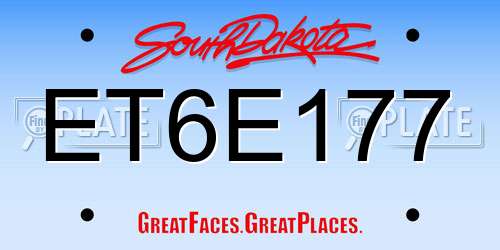 ET6E177 South Dakota License Plate
