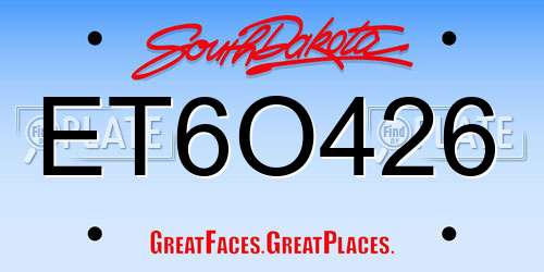 ET6O426 South Dakota License Plate