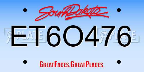 ET6O476 South Dakota License Plate