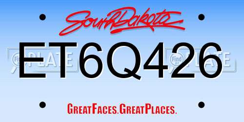 ET6Q426 South Dakota License Plate