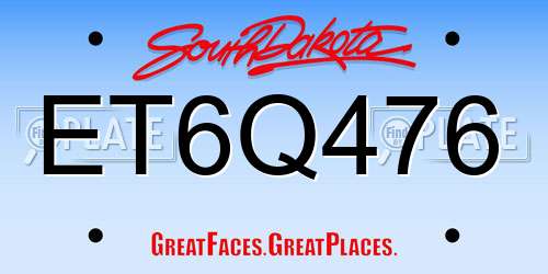 ET6Q476 South Dakota License Plate