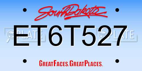 ET6T527 South Dakota License Plate