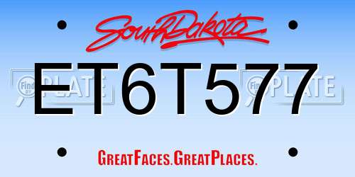 ET6T577 South Dakota License Plate