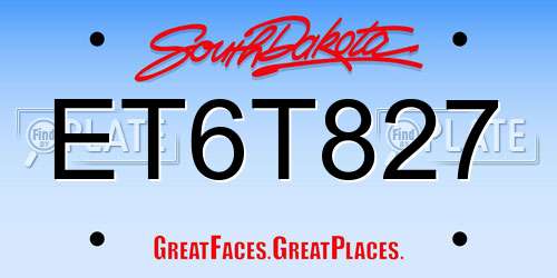 ET6T827 South Dakota License Plate