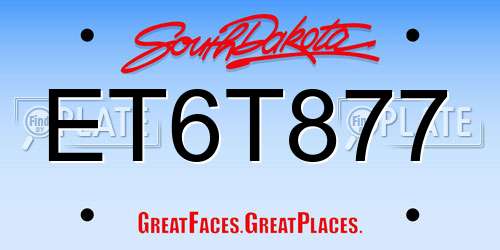 ET6T877 South Dakota License Plate