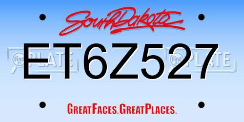 ET6Z527 South Dakota License Plate