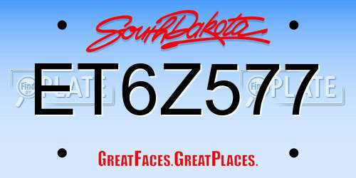 ET6Z577 South Dakota License Plate