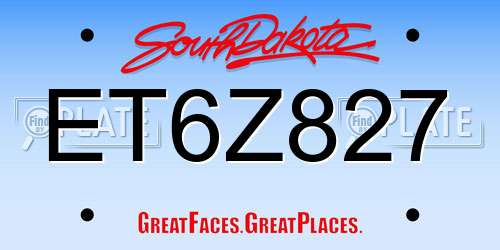 ET6Z827 South Dakota License Plate