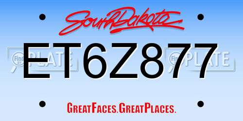 ET6Z877 South Dakota License Plate