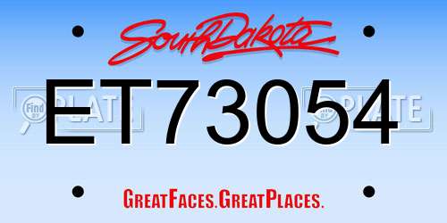 ET73054 South Dakota License Plate