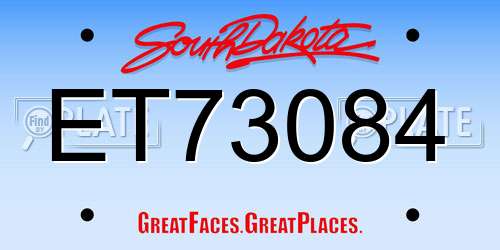 ET73084 South Dakota License Plate
