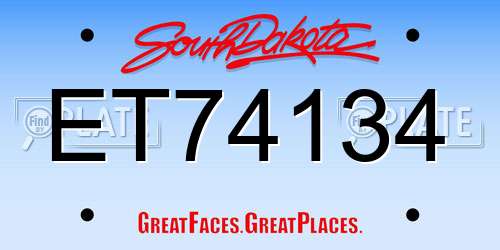 ET74134 South Dakota License Plate