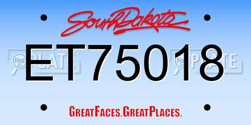 ET75018 South Dakota License Plate