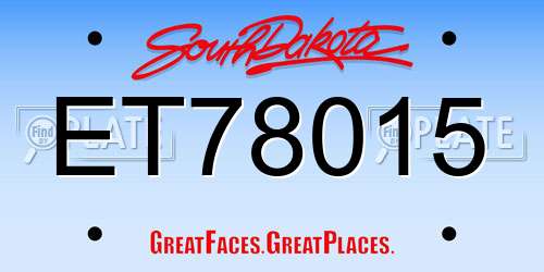 ET78015 South Dakota License Plate