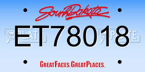ET78018 South Dakota License Plate