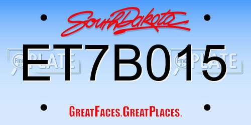 ET7B015 South Dakota License Plate