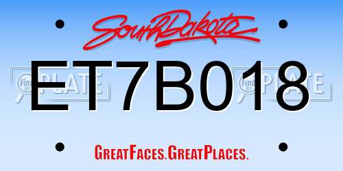 ET7B018 South Dakota License Plate