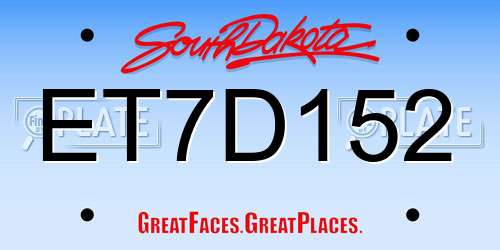 ET7D152 South Dakota License Plate