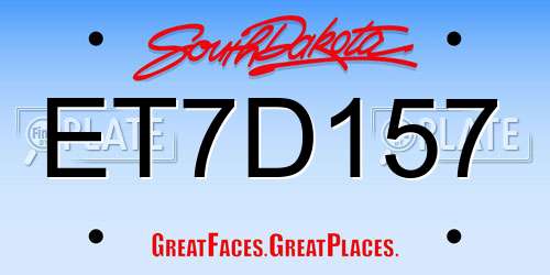 ET7D157 South Dakota License Plate