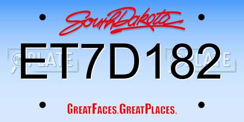 ET7D182 South Dakota License Plate