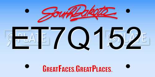ET7Q152 South Dakota License Plate