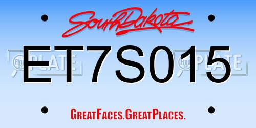 ET7S015 South Dakota License Plate