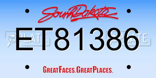 ET81386 South Dakota License Plate
