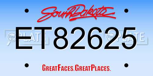 ET82625 South Dakota License Plate